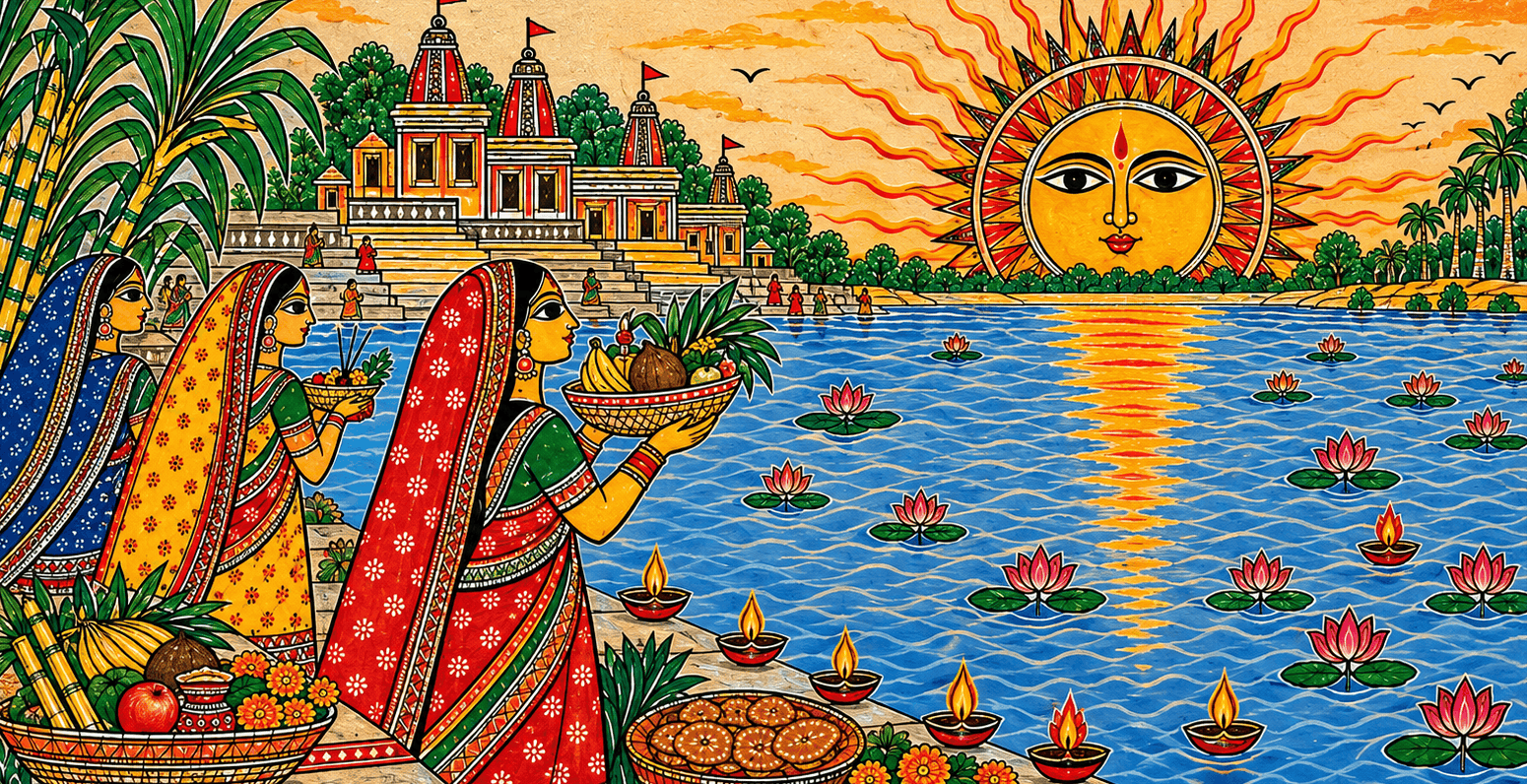 Chhath Puja traditional Madhubani painting